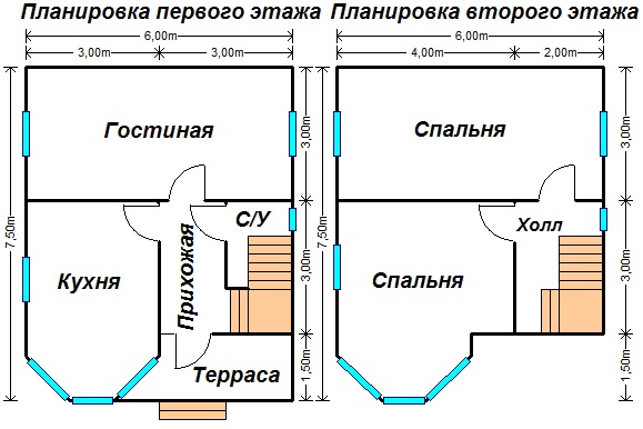 Планировка каркасного дома проект К-37